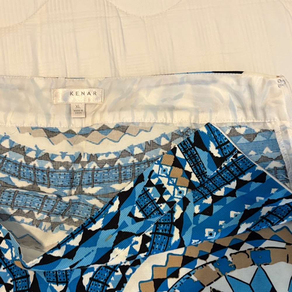 Kenar Blue and White Geometric Skirt